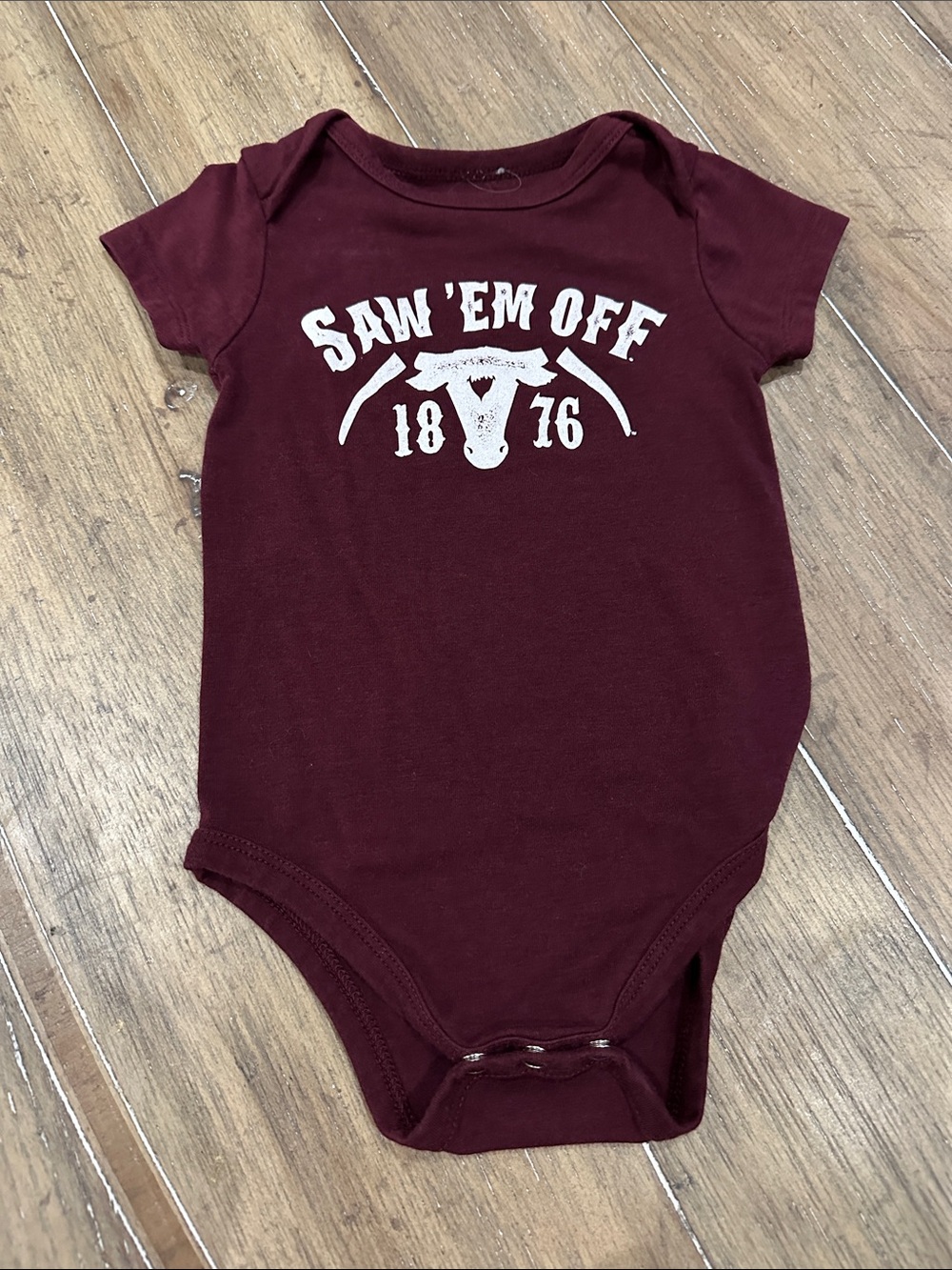 Kids Maroon 'Saw 'Em Off' One-Piece Bodysuit